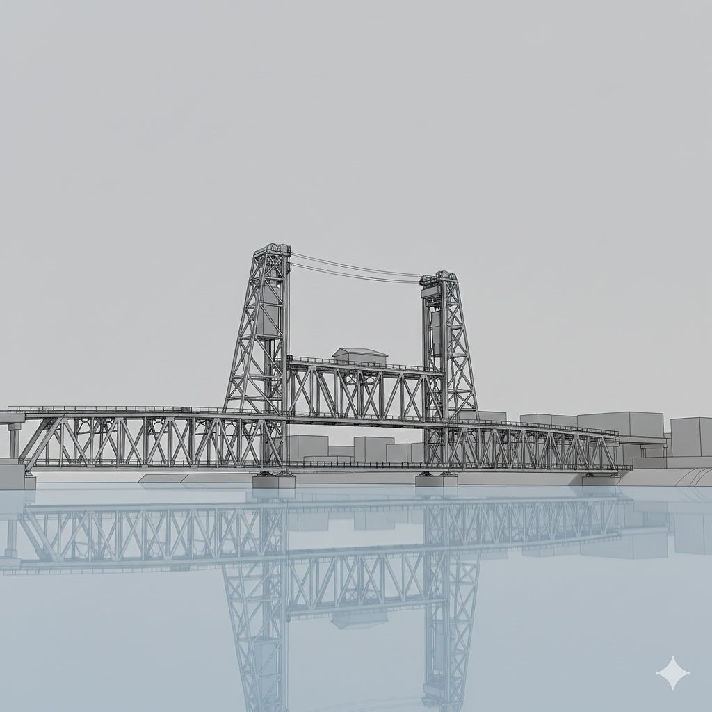 Rendering of a lift bridge produced from scan data