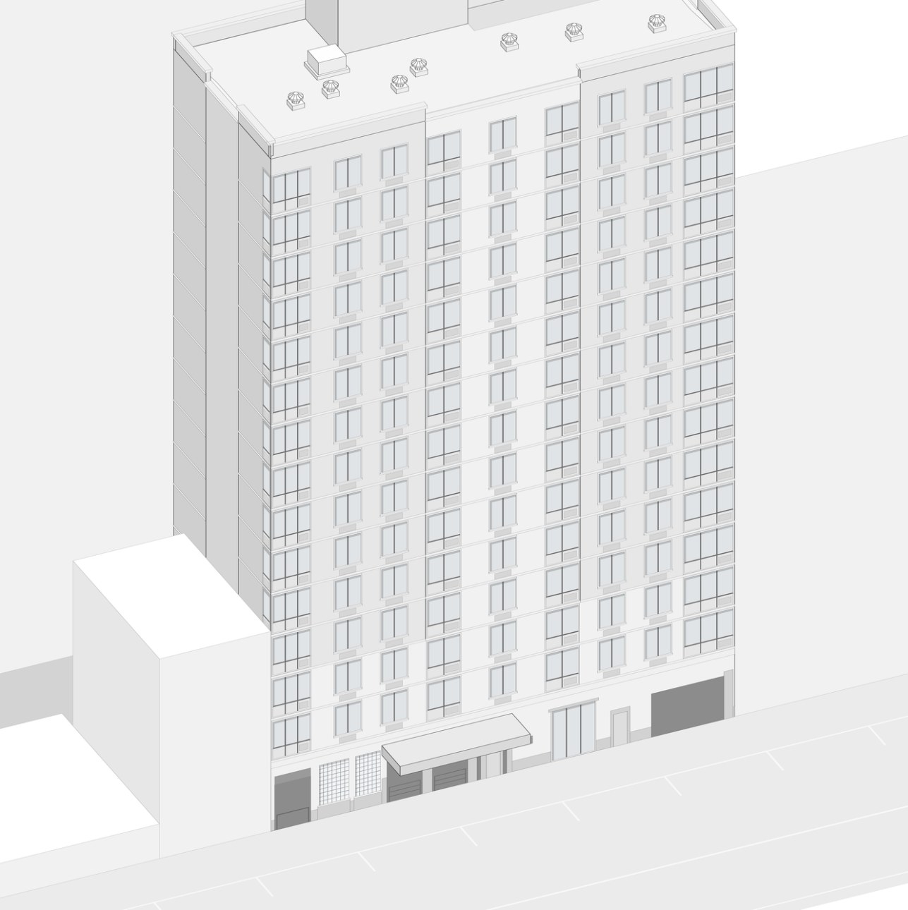Revit model of a high-rise building created from laser scan data