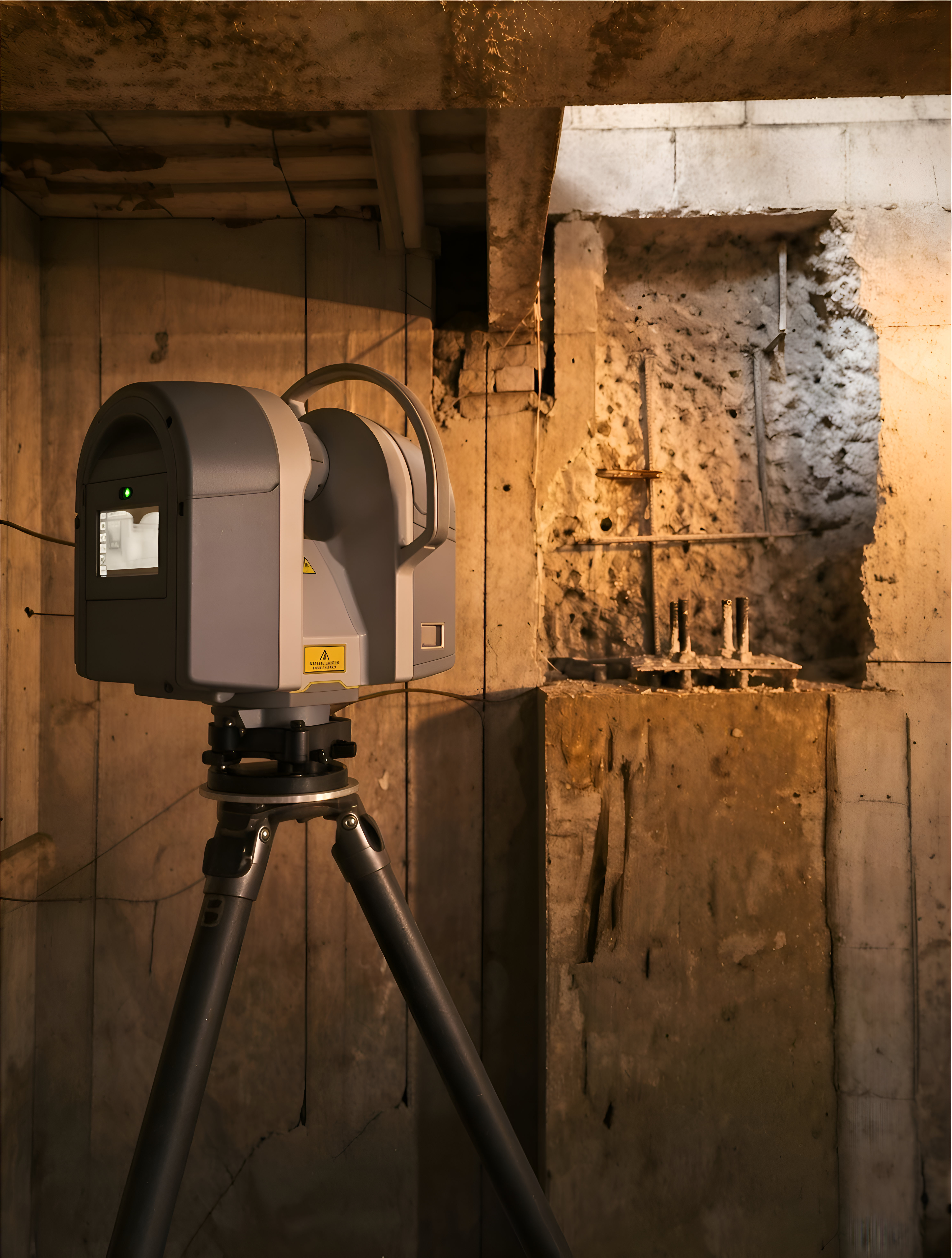 TechScan laser scanner at work in a basement