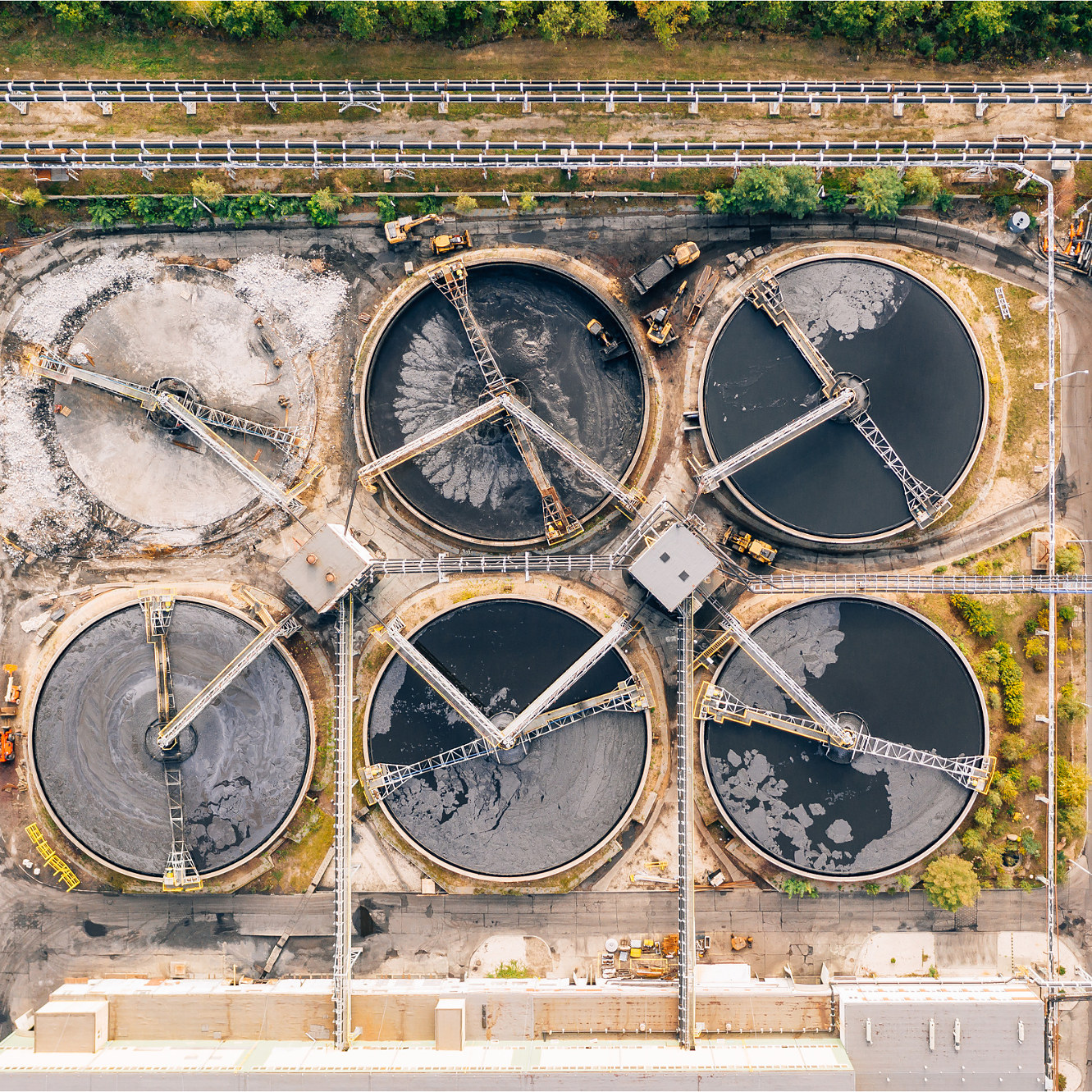 Aerial photograph of a wastewater treatment plant