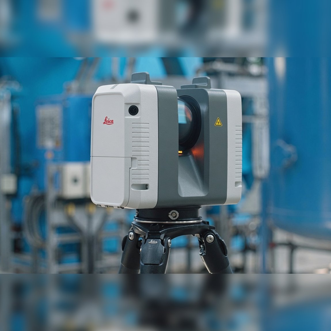 Leica laser scanner on a tripod inside a plant
